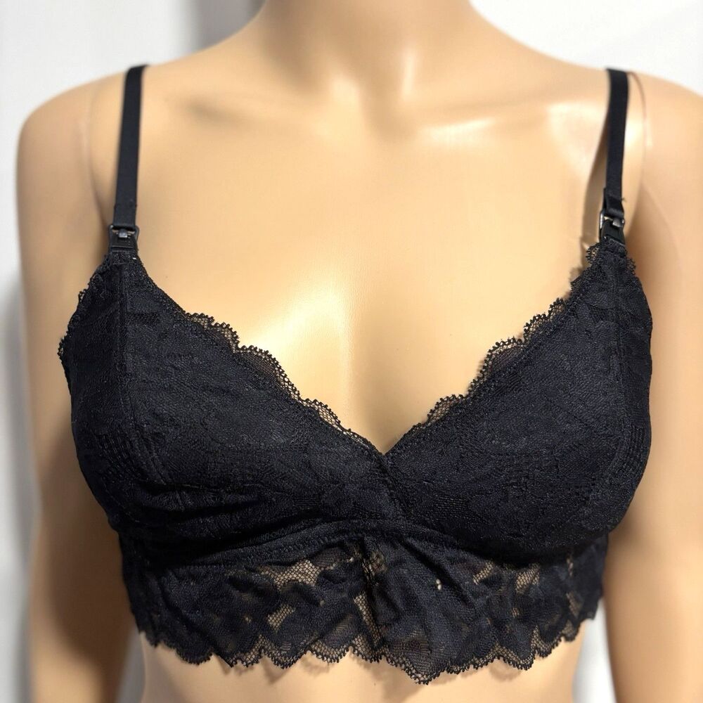 Women's Lace Nursing Bra Lace Bralette Padded No Underwire Maternity Bra Size XS
